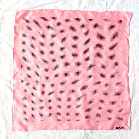 Liberty of London Pink & Blue Polka Dot Silk Twill Scarf with Hand Rolled Edges - Picture 2 of 6